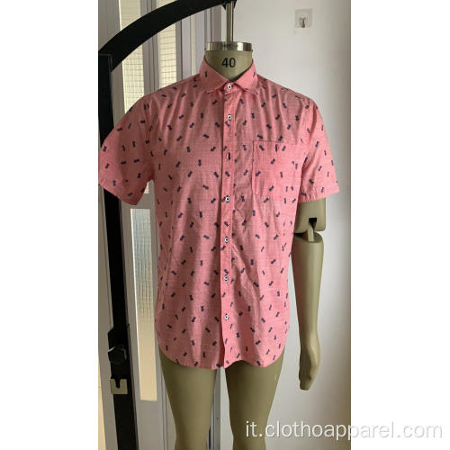 Camicia a maniche corte stampata in cotone 100%